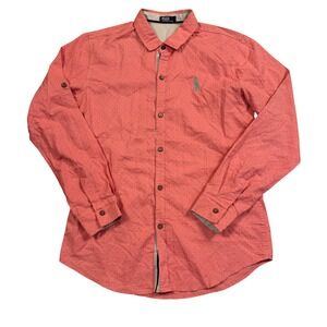 Polo Ralph Lauren Mens Salmon Pink Polka Dot Long Sleeve Button Down Shirt Large